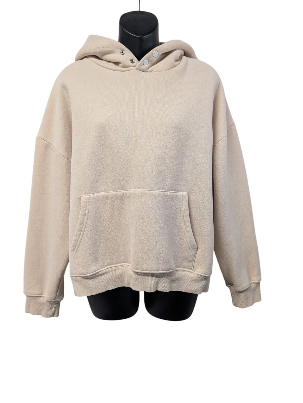 Things Between Women's Cream Beige Oversized Cropped Hoodie Snap Hood Size L/XL